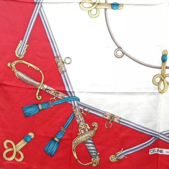 026143AO (S1) Celine Scarf Red Silk - Picture 4 of 12